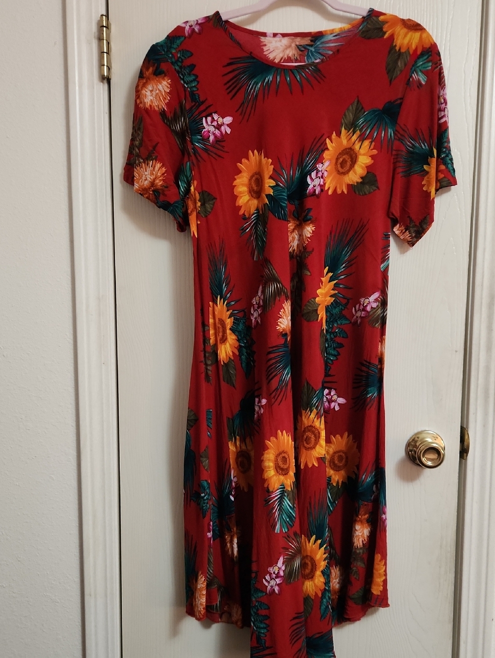 Floral Sunflower Fit & Flare Dress - Red